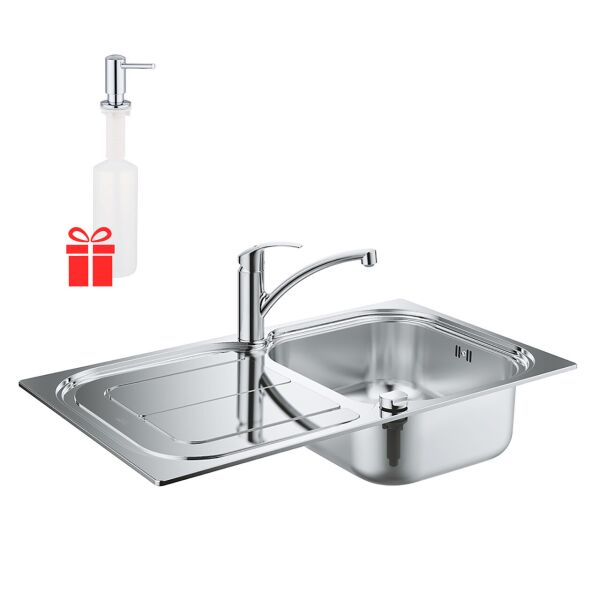 Набор Grohe мойка кухонная K300 31565SD0 + смеситель Eurosmart 33281002 + дозатор для моющего средства
Набор Grohe мойка кухонная K300 31565SD0 + смеситель Eurosmart 33281002 + дозатор для моющего средства