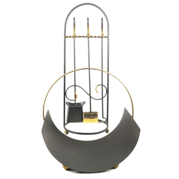 Каминный комплект металлический кованый Ferrum Fakel 3 Black Gold и дровница металлическая кованая Ferrum Fakel Black Gold, набор
Каминный комплект металлический кованый Ferrum Fakel 3 Black Gold и дровница металлическая кованая Ferrum Fakel Black Gold, набор