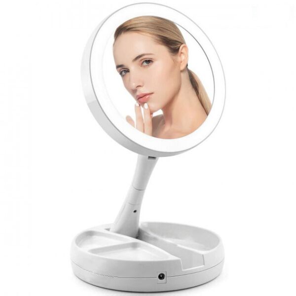 Зеркало для макияжа Fold Away Mirror Складное настольное двухстороннее с LED подсветкой White
Зеркало для макияжа Fold Away Mirror Складное настольное двухстороннее с LED подсветкой White