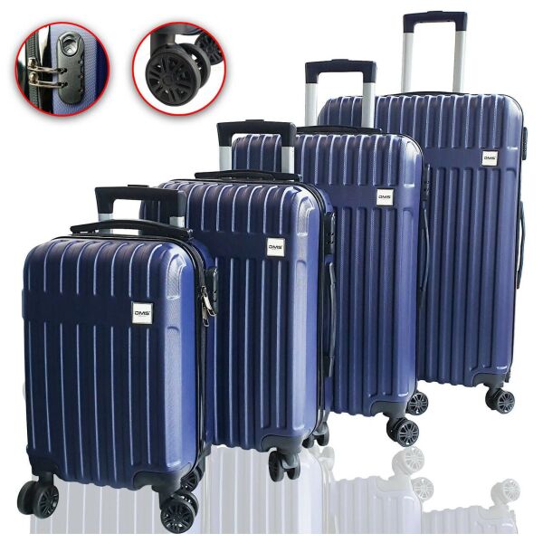 Чемоданы дорожные DMS с тележкой, комплект 4шт S-M-L-XL Blue 
Чемоданы дорожные DMS с тележкой, комплект 4шт S-M-L-XL Blue