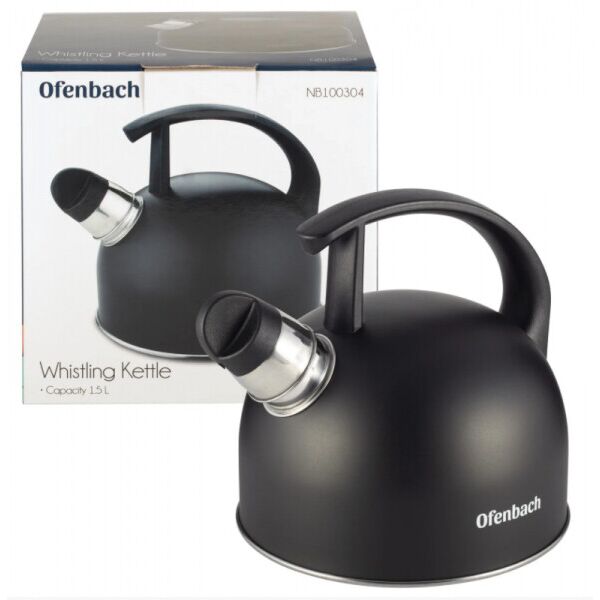 Чайник Kamille Ofenbach Черный 1,5л из нержавеющей стали со свистком и нейлоновой ручкой KM-100304
Чайник Kamille Ofenbach Черный 1,5л из нержавеющей стали со свистком и нейлоновой ручкой KM-100304