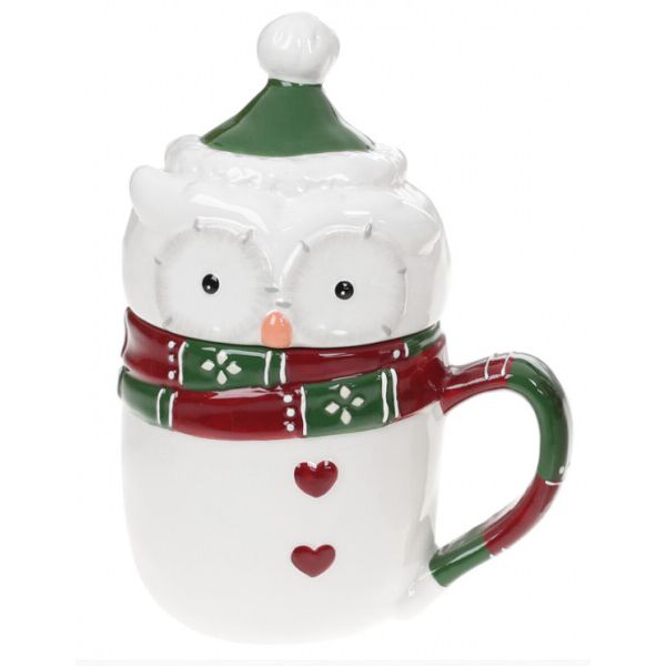 Кружка керамическая Bon с фигурной крышкой Bon Мудрая сова, 350мл, белый с зелёным 834-311
Кружка керамическая Bon с фигурной крышкой Bon Мудрая сова, 350мл, белый с зелёным 834-311