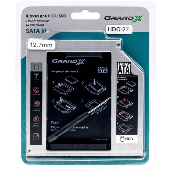Адаптер Grand-X для подключения HDD 2.5" в отсек привода ноутбука SATA3 12.7мм (HDC-27)
Адаптер Grand-X для подключения HDD 2.5" в отсек привода ноутбука SATA3 12.7мм (HDC-27)