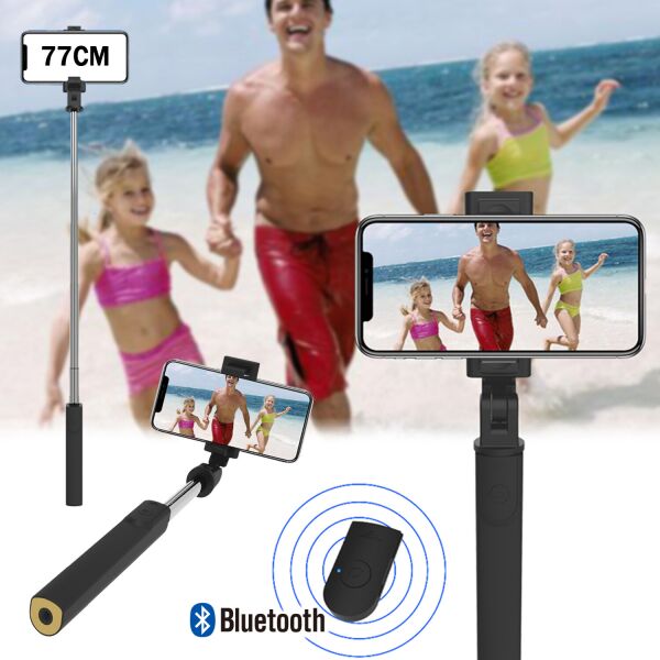 Телескопическая селфи палка с Bluetooth пультом ДУ для телефона и резьбовым креплением на штатив Phone Holder K11 77см Черный
Телескопическая селфи палка с Bluetooth пультом ДУ для телефона и резьбовым креплением на штатив Phone Holder K11 77см Черный