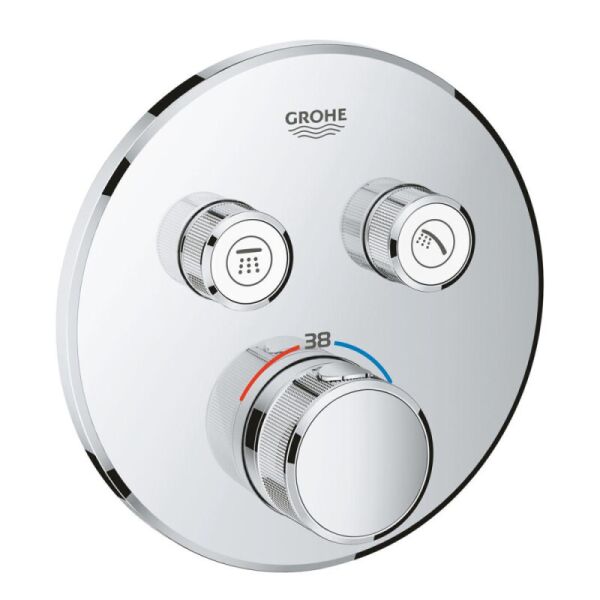Внешняя часть термостатического смесителя для душа Grohe SmartControl 29119000 на два потребителя
Внешняя часть термостатического смесителя для душа Grohe SmartControl 29119000 на два потребителя