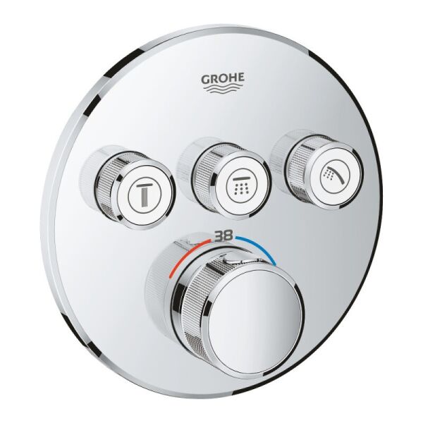 Внешняя часть термостатического смесителя для ванны Grohe Grohtherm SmartControl 29121000 на три потребителя
Внешняя часть термостатического смесителя для ванны Grohe Grohtherm SmartControl 29121000 на три потребителя