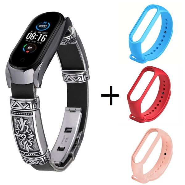 Ремешок винтажный для фитнес-браслета Xiaomi Mi Band 3 и 4 Type B Black + 3 цветных силиконовых ремешка
Ремешок винтажный для фитнес-браслета Xiaomi Mi Band 3 и 4 Type B Black + 3 цветных силиконовых ремешка