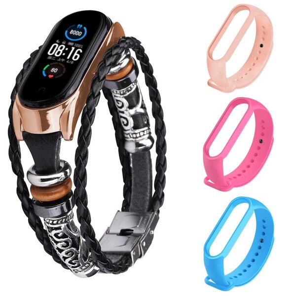 Ремешок винтажный для фитнес-браслета Xiaomi Mi Band 5 и 6 Type A Black + 3 цветных силиконовых ремешка
Ремешок винтажный для фитнес-браслета Xiaomi Mi Band 5 и 6 Type A Black + 3 цветных силиконовых ремешка