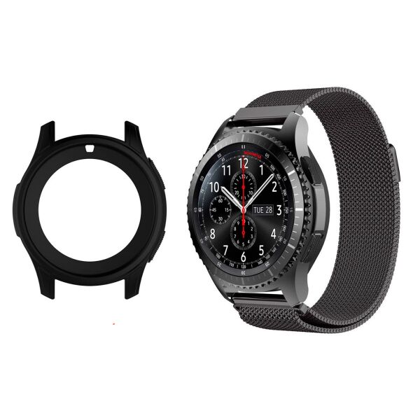 Комплект Watchbands: металлический ремешок Milanese черный + чехол черный для Samsung S3 Frontier / Samsung Galaxy 46mm (WBKW-46-4)
Комплект Watchbands: металлический ремешок Milanese черный + чехол черный для Samsung S3 Frontier / Samsung Galaxy 46mm (WBKW-46-4)