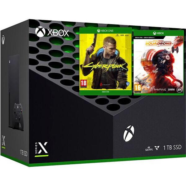 Microsoft Xbox Series X 1Tb + Cyberpunk 2077 (русская версия) + Star Wars: Squadrons (русская версия)
Microsoft Xbox Series X 1Tb + Cyberpunk 2077 (русская версия) + Star Wars: Squadrons (русская версия)