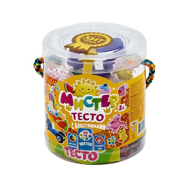 Набор теста для лепки «Мистер тесто» с блестками, 12 цв., в колбе 10*9см, пр.Украина,ТМ Стратег
Набор теста для лепки «Мистер тесто» с блестками, 12 цв., в колбе 10*9см, пр.Украина,ТМ Стратег