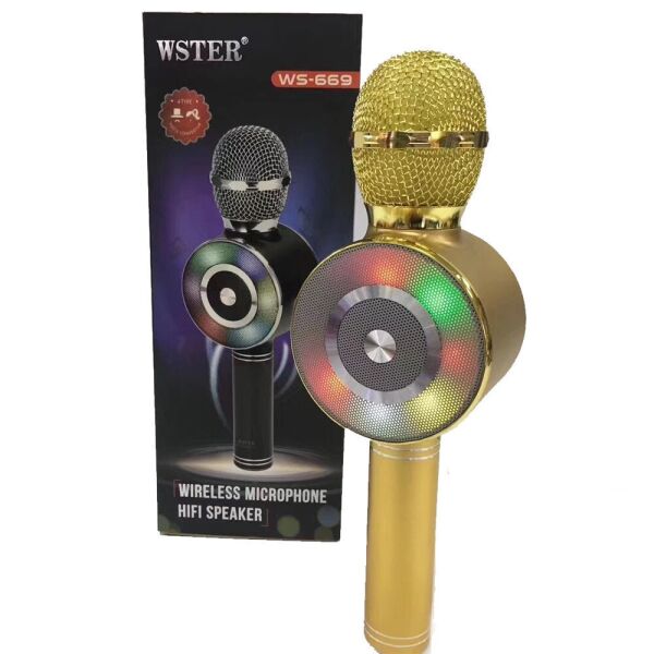Микрофон караоке беспроводной Wster WS-669 Золотистый с FM радио / Bluetooth / динамиками / звуковыми эффектами + подсветка Disco Light
Микрофон караоке беспроводной Wster WS-669 Золотистый с FM радио / Bluetooth / динамиками / звуковыми эффектами + подсветка Disco Light