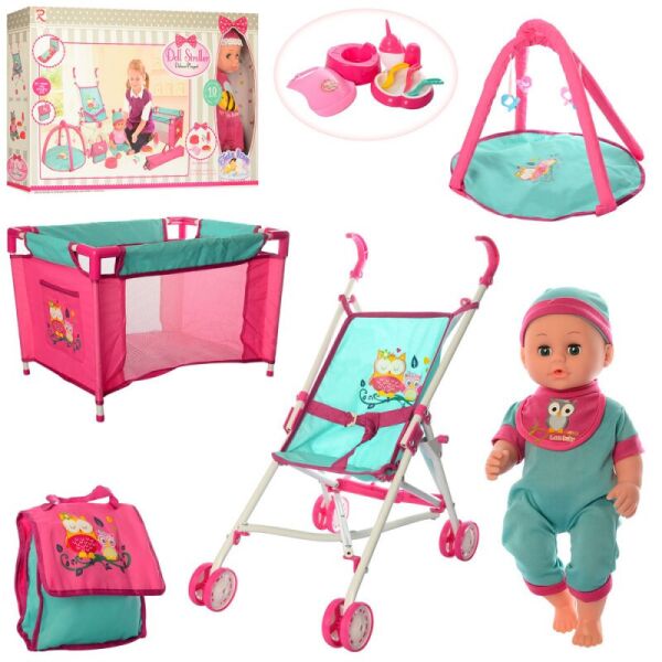 Игровой набор с пупсом (пупс, манеж, коляска, коврик, аксессуары) арт. 81868/81866 
Игровой набор с пупсом (пупс, манеж, коляска, коврик, аксессуары) арт. 81868/81866
