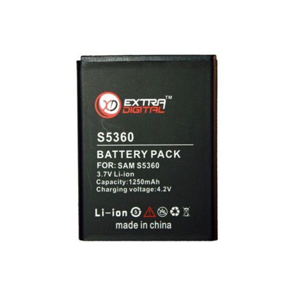 Аккумуляторная батарея для телефона Extradigital Samsung GT-S5360 Galaxy Y (1250 mAh) (BMS6319). 44827
Аккумуляторная батарея для телефона Extradigital Samsung GT-S5360 Galaxy Y (1250 mAh) (BMS6319). 44827