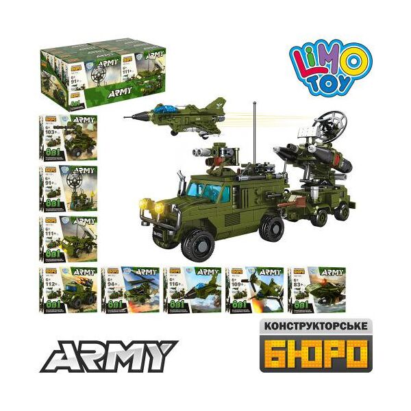 Конструктор LIMO TOY военный, транспорт, от 83дет, ЦЕНА ЗА 1ШТ, 8шт (8видов), дисплей 36,5*14*18см (120шт)
Конструктор LIMO TOY военный, транспорт, от 83дет, ЦЕНА ЗА 1ШТ, 8шт (8видов), дисплей 36,5*14*18см (120шт)