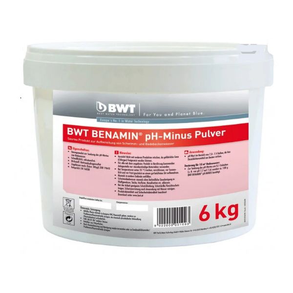 Средство для понижения уровня рН в бассейне BWT BENAMIN PH-MINUS PULVER В ГРАНУЛАХ (6 КГ)
Средство для понижения уровня рН в бассейне BWT BENAMIN PH-MINUS PULVER В ГРАНУЛАХ (6 КГ)