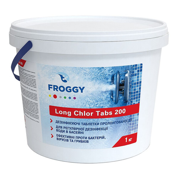 Медленно растворимый хлор в таблетках по 200 г Froggy "Long Chlor Tabs 200" 1 кг (длительный хлор)
Медленно растворимый хлор в таблетках по 200 г Froggy "Long Chlor Tabs 200" 1 кг (длительный хлор)