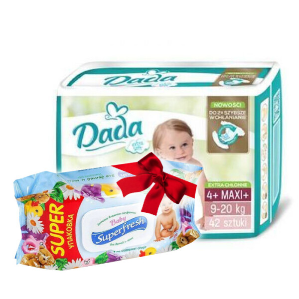 Подгузники Dada Extra Soft 4+ Maxi+ (9-20 кг), 42 шт + cалфетки Superfresh 120 шт СО СКИДКОЙ
Подгузники Dada Extra Soft 4+ Maxi+ (9-20 кг), 42 шт + cалфетки Superfresh 120 шт СО СКИДКОЙ