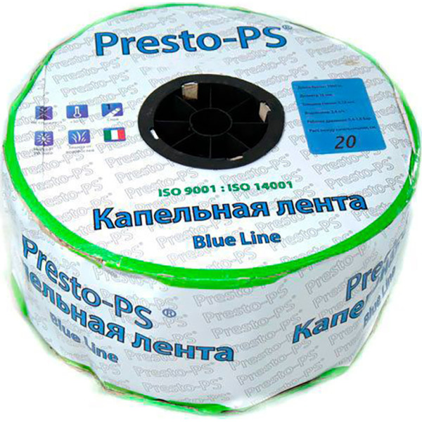 Капельная лента Presto-PS щелевая Blue Line отверстия через 20 см, длина 1000 м (BL-20-1000)
Капельная лента Presto-PS щелевая Blue Line отверстия через 20 см, длина 1000 м (BL-20-1000)