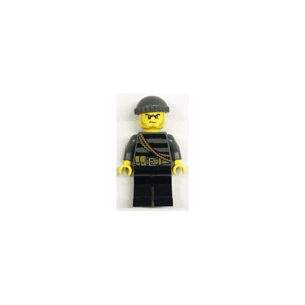 LEGO City Воришка в темно серой шапке черных штанах и темно серой кофте в полоску на которой веревка с ключами и ремнем на поясе (town0272)
LEGO City Воришка в темно серой шапке черных штанах и темно серой кофте в полоску на которой веревка с ключами и ремнем на поясе (town0272)