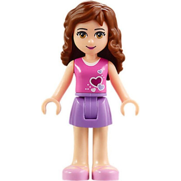 LEGO Friends Friends Olivia, Medium Lavender Skirt, Dark Pink Top with Hearts and White Undershirt (frnd175)
LEGO Friends Friends Olivia, Medium Lavender Skirt, Dark Pink Top with Hearts and White Undershirt (frnd175)
