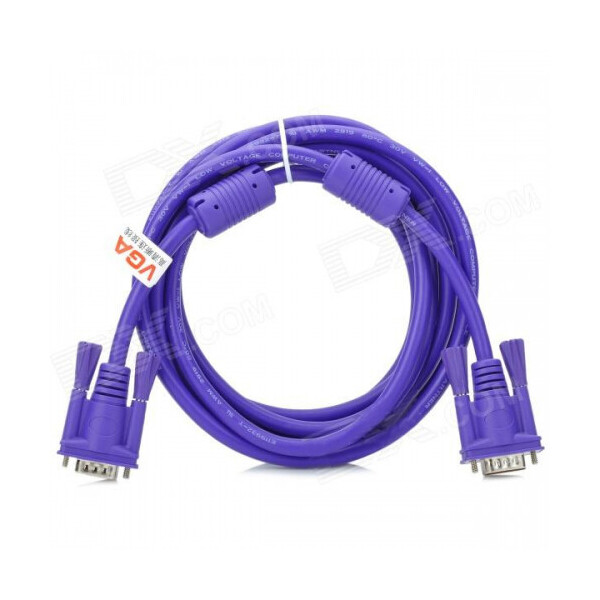 Кабель VGA 3+4 with shielding, 3m, male to male (папа-папа), 2 феррита, purple, Пакет Q100