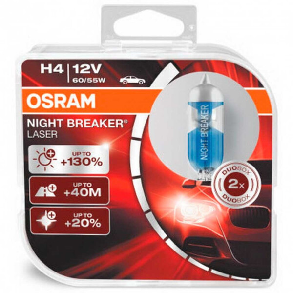 Галогеновая лампа Osram H4 Night Breaker Laser 64193NBL +150% 60/55w P43T HardDuopet
Галогеновая лампа Osram H4 Night Breaker Laser 64193NBL +150% 60/55w P43T HardDuopet