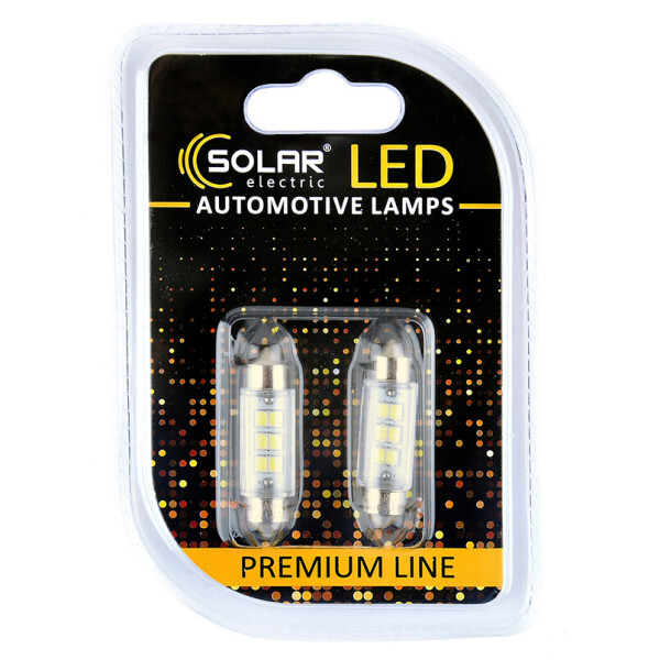 Светодиодные LED автолампы SOLAR Premium Line 12V SV8.5 T11x39 6SMD 2835 white блистер 2шт (SL1351)
Светодиодные LED автолампы SOLAR Premium Line 12V SV8.5 T11x39 6SMD 2835 white блистер 2шт (SL1351)
