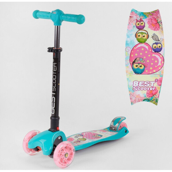 Детский трехколесный самокат Best Scooter 33976, складной руль с фарой и колеса PU со светом, бирюзовый
Детский трехколесный самокат Best Scooter 33976, складной руль с фарой и колеса PU со светом, бирюзовый