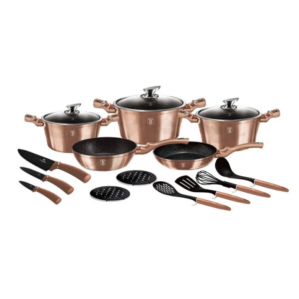 Алюминиевый набор посуды 17 предметов Berlinger Haus Metallic Line Rose Gold Edition BH-6161 с мраморным покрытием
Алюминиевый набор посуды 17 предметов Berlinger Haus Metallic Line Rose Gold Edition BH-6161 с мраморным покрытием