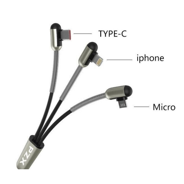 Кабель PZX V-111 3 in 1 Micro / Iphone / Type-C, 32.1A, Metal, длина 1.2м, угловой, BOX
Кабель PZX V-111 3 in 1 Micro / Iphone / Type-C, 32.1A, Metal, длина 1.2м, угловой, BOX