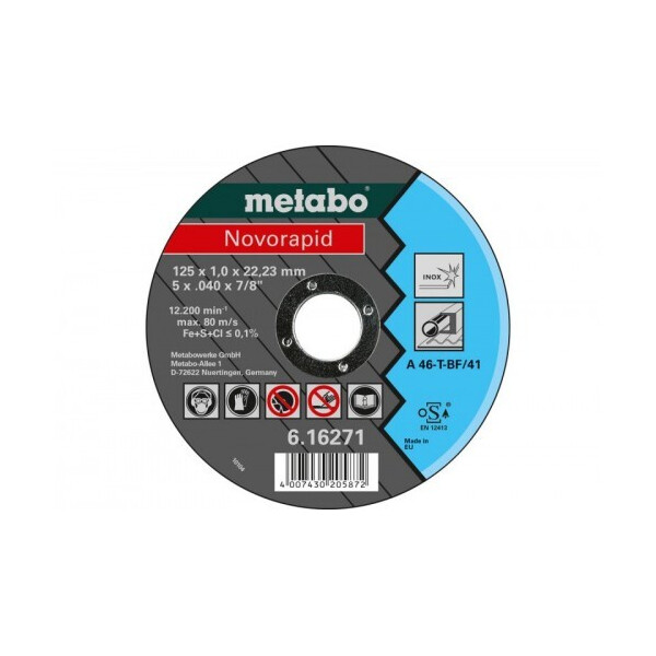Диск отрезной по нержавеющей стали Metabo Novorapid Inox A 46-T, 125 мм (616271000)
Диск отрезной по нержавеющей стали Metabo Novorapid Inox A 46-T, 125 мм (616271000)