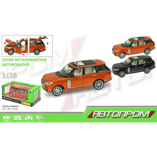 Машина металл АВТОПРОММ1:26 Range Rover, 2 цвета, бат,свет,зв,откр.двери,капот,багаж.,в кор.25*10*13см /12-2/
Машина металл АВТОПРОММ1:26 Range Rover, 2 цвета, бат,свет,зв,откр.двери,капот,багаж.,в кор.25*10*13см /12-2/
