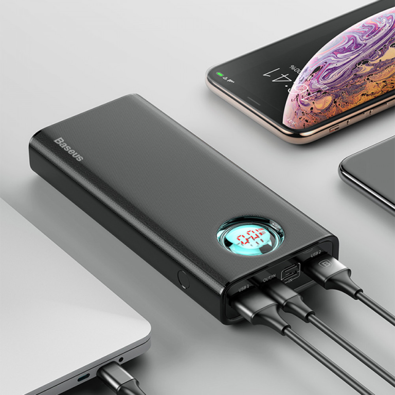 mAh Baseus Amblight Digital Display PD3.0+QC3.0 18W Универсальная батарея Li-Pol От USB USBx2 micro