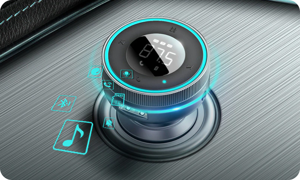 Baseus Enjoy Car LED FM Transmitter BT5.0 Charger 3.4A Black microSD