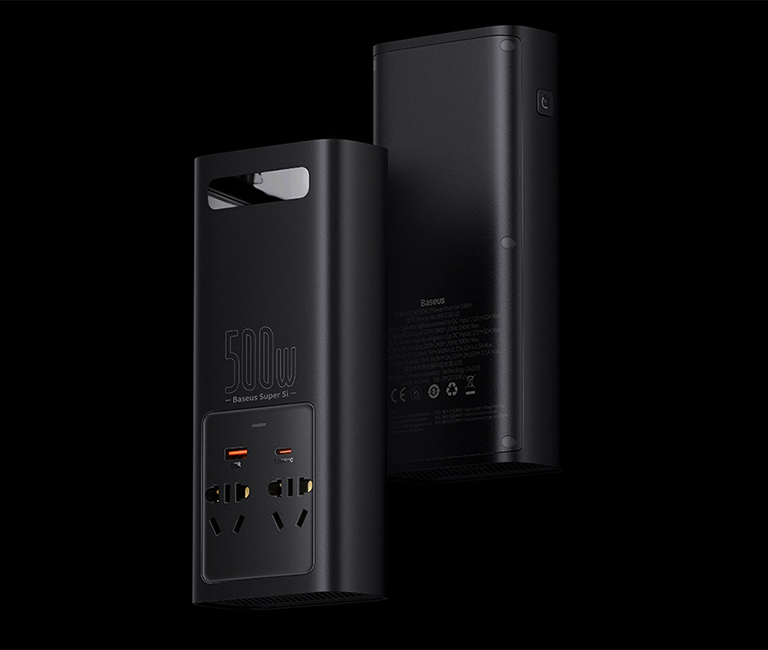 V-220 V 500 W Baseus In-car Inverter QC USB-A PD Type-C CGNB000101 чистий синусоїда Чистая синусоида PC + ABS Порт прикуривателя