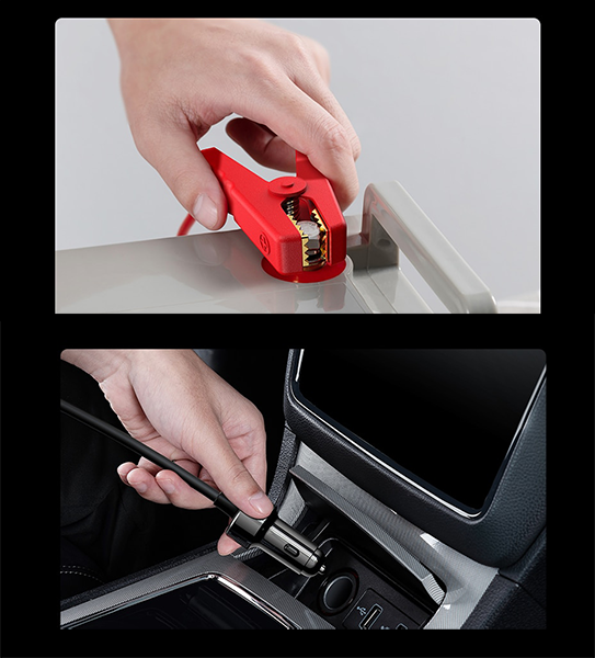 V-220 V 500 W Baseus In-car Inverter QC USB-A PD Type-C CGNB000101 чистий синусоїда Чистая синусоида PC + ABS Порт прикуривателя Кабель с клемами