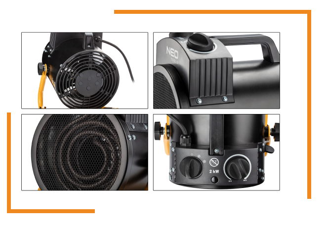 Neo Tools 90-067, 2 кВт, 50м2, IPX4, нагр. элемент - нерж.сталь Электрическая Цилиндрический