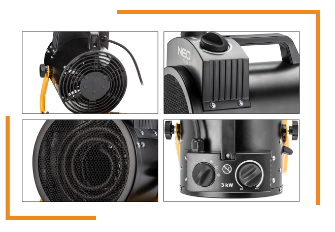 Neo Tools 90-068, 3 кВт, 80м2, IPX4, нагр. элемент - нерж. сталь Электрическая Цилиндрический