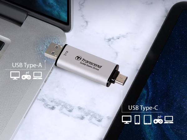 SSD-накопитель Transcend ESD310C 256GB USB Type-A/USB Type-C 3D