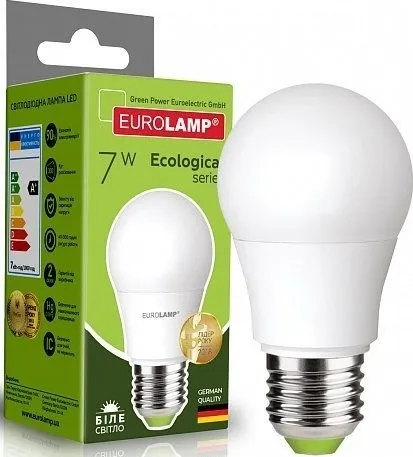 Лампа LED EUROLAMP А50 P 7W E27 4000K (LED-A50-07274(P))