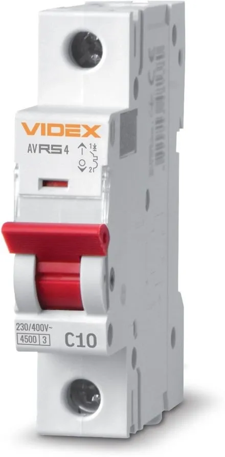 Автоматичний вимикач RS4 1п 10А С 4,5кА VIDEX RESIST (VF-RS4-AV1C10)