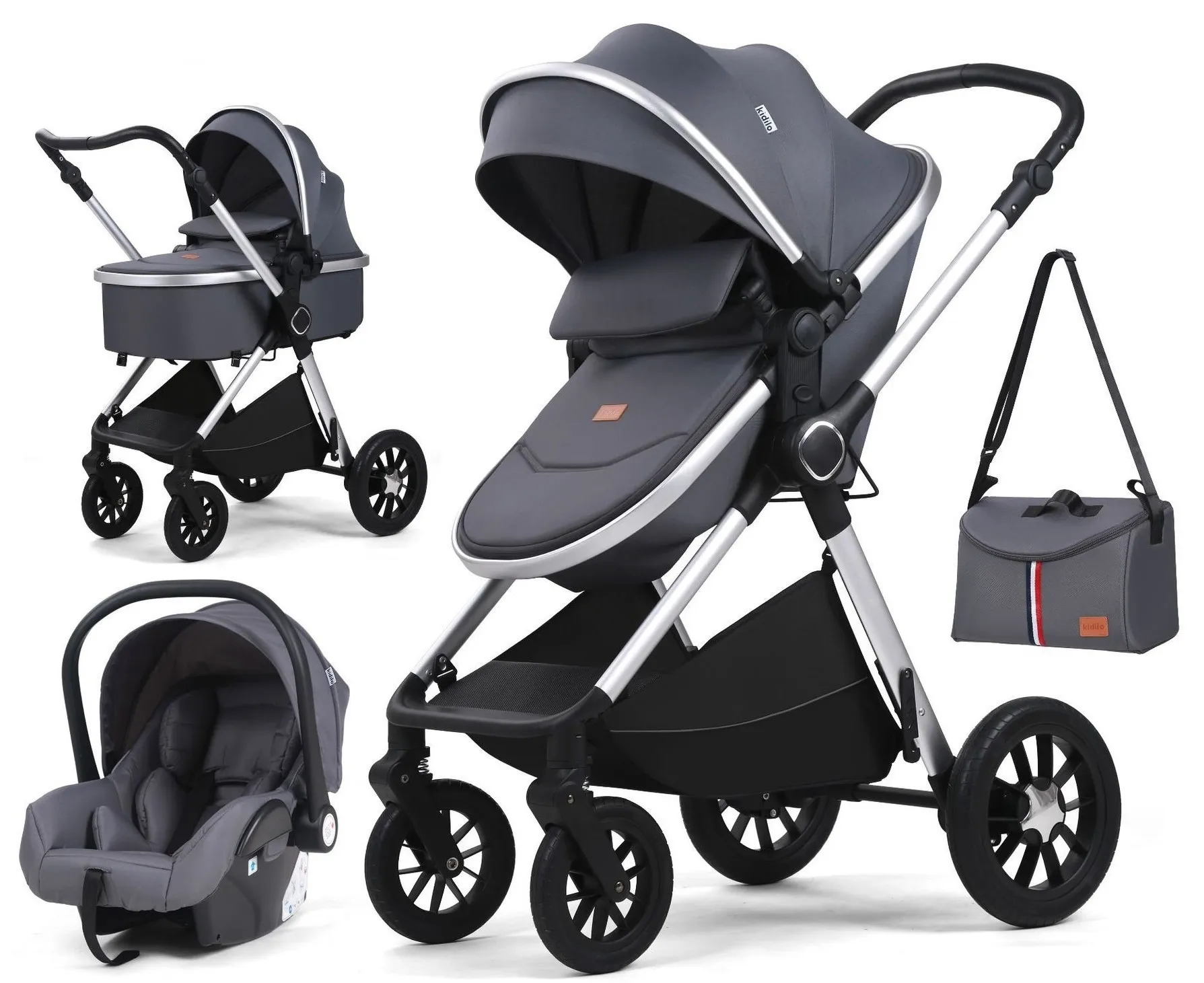 Універсальна коляска трансформер 3 в 1 Kidilo H2D (Grey)