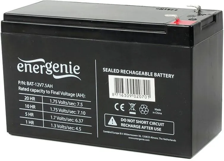 Акумуляторна батарея EnerGenie BAT-12V7.5AH, 12 В 7.5 Aгод (1000022)