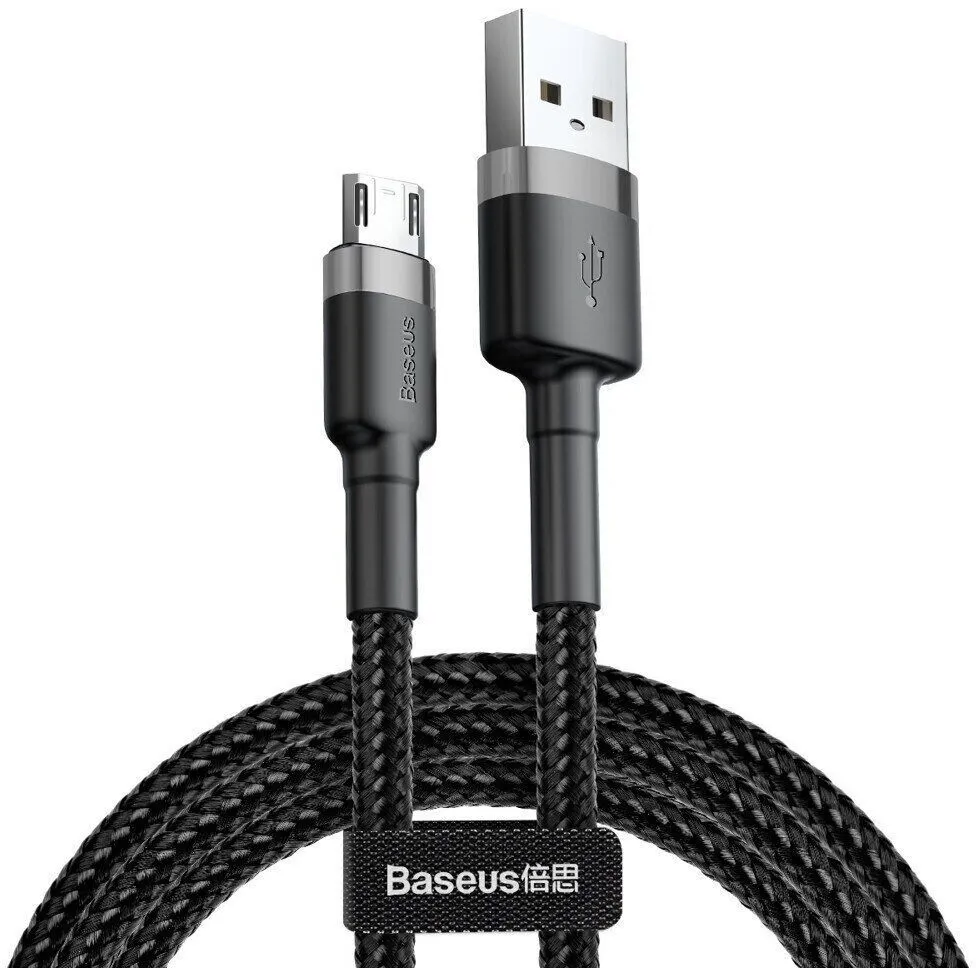 Кабель Baseus USB to Micro 2.1A 0.5m (CAMKLF-AG1) сіро-чорний