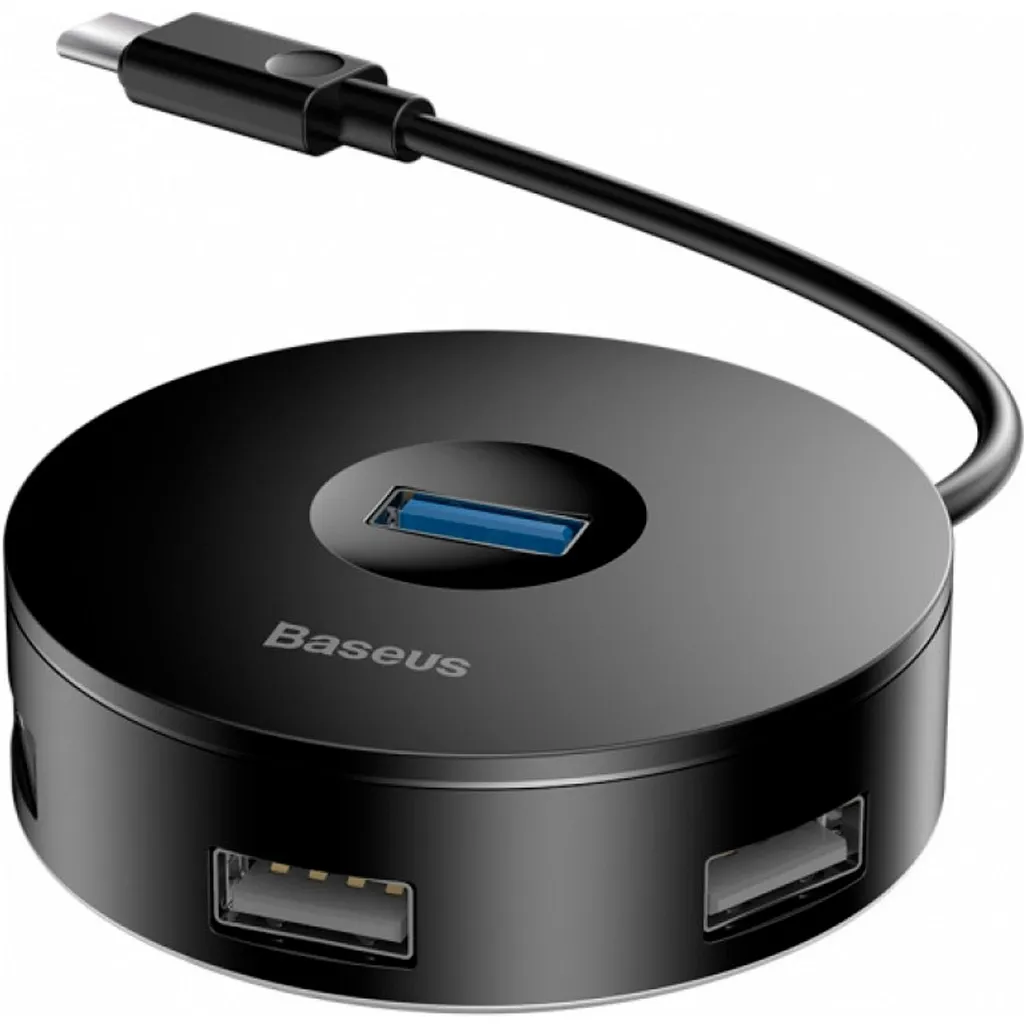 Перехідник HUB Baseus Round Box Type-C to USB3.0+3USB 2.0 10cm (CAHUB-G01)чорн