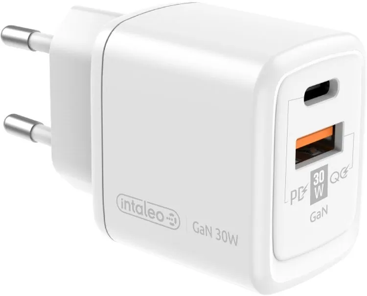 Зарядний пристрій Intaleo 30W GAN U+C QC 3.0 (TCG30GAN) білий