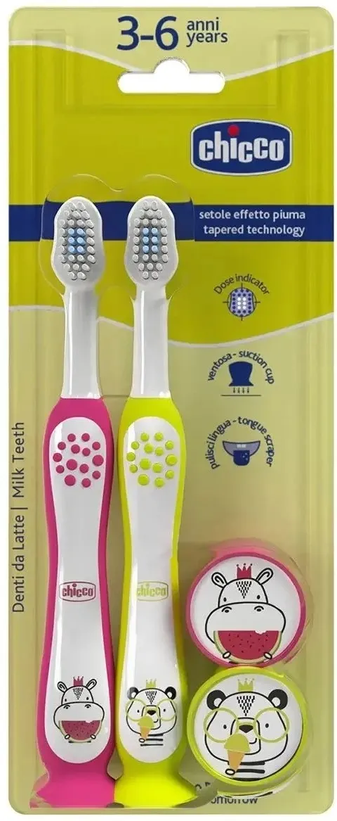 Зубна щітка Chicco , 3-6 років, 2 шт. (дівчинка) (12084)