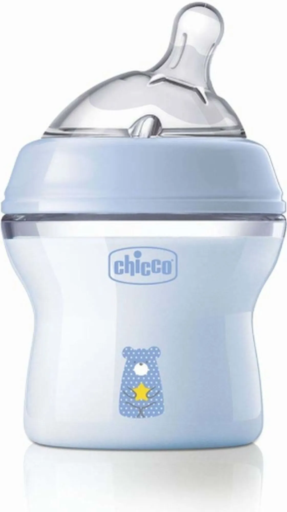 Пляшка пластикова Chicco Natural Feeling 150мл. соска силіконова від 0 місяців повільний потік (хлопчик) (81311.20)