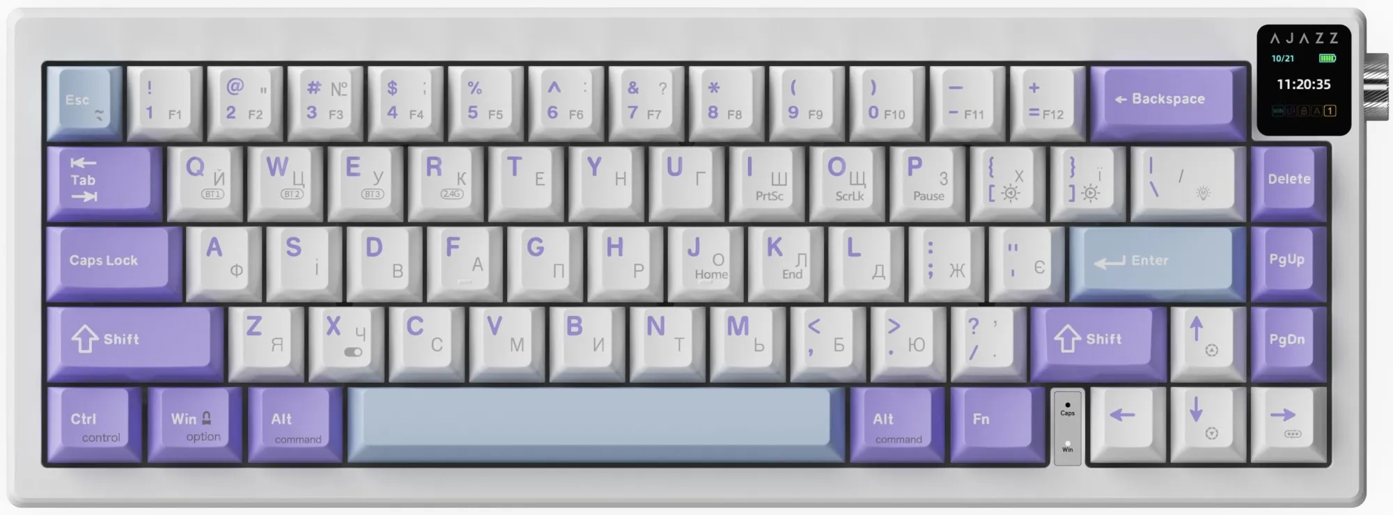 Бездротова механічна клавіатура Ajazz AK650 Flying Fish Switch Purple RGB With Screen (AK650-FF-PWB)